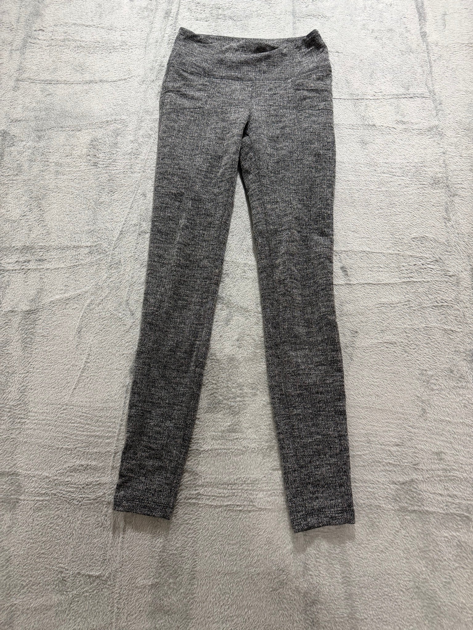 Athleta Size XS Gray Herringbone Textured Leggings Full-Length Athletic