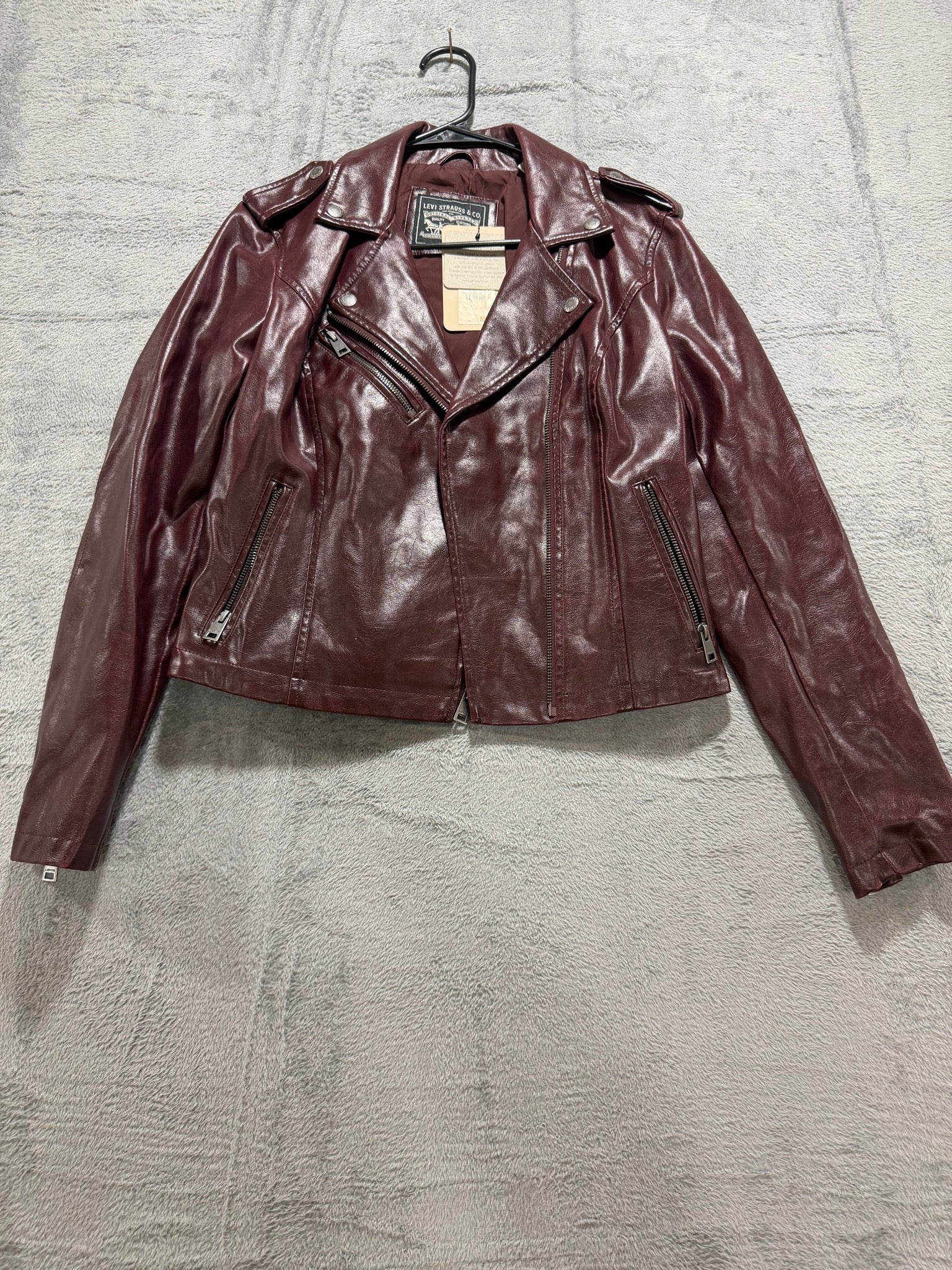 Levi's Size S Oxblood Faux Leather Moto Jacket NWT Zip Biker Jacket