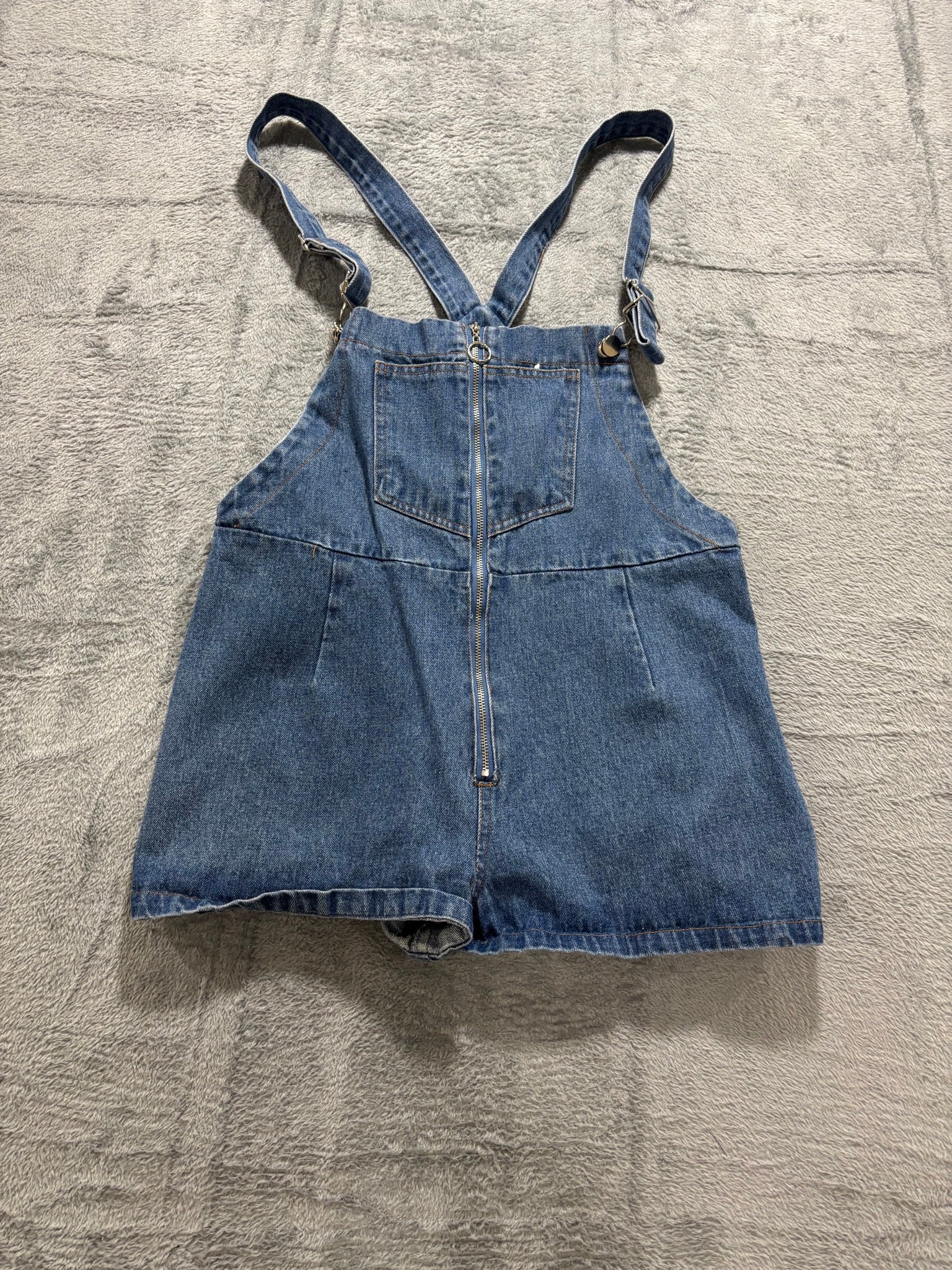 My Girl Size 10 Blue Denim Overall Shorts Shortall Romper Zip-Front Playsuit