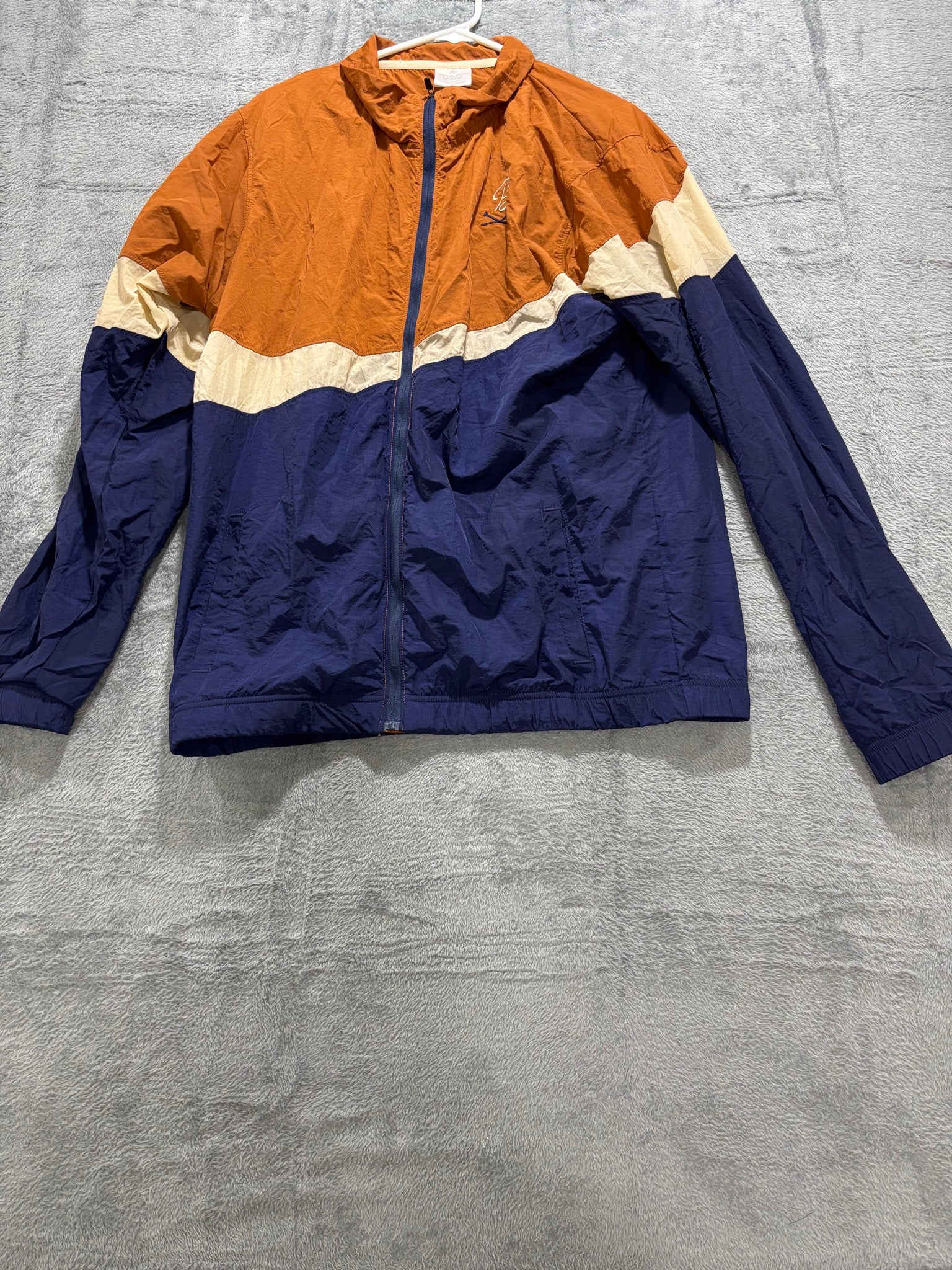 Barstool Sports Large Orange Colorblock Nylon Windbreaker Full-Zip Jacket