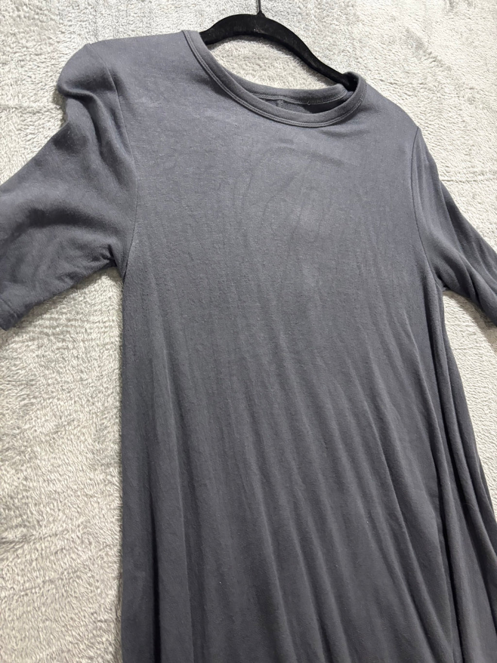 Lou & Grey XS Dark Gray Short Sleeve T-Shirt Dress Womens Minimalist Casual Cozy