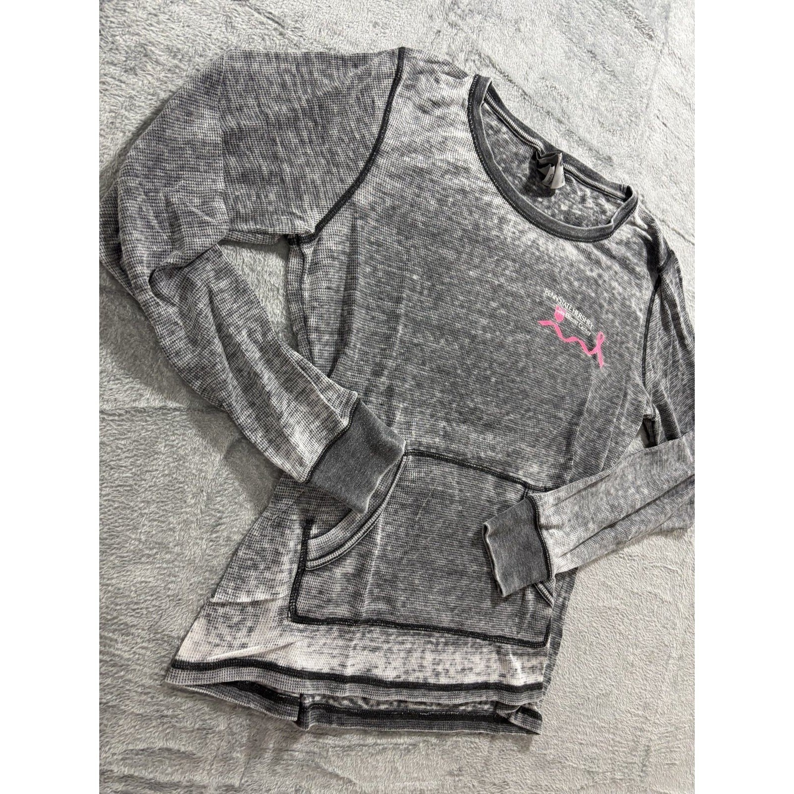 Zen by J. America Womens XXL Gray Thermal Hoodie Shirt Casual Vintage