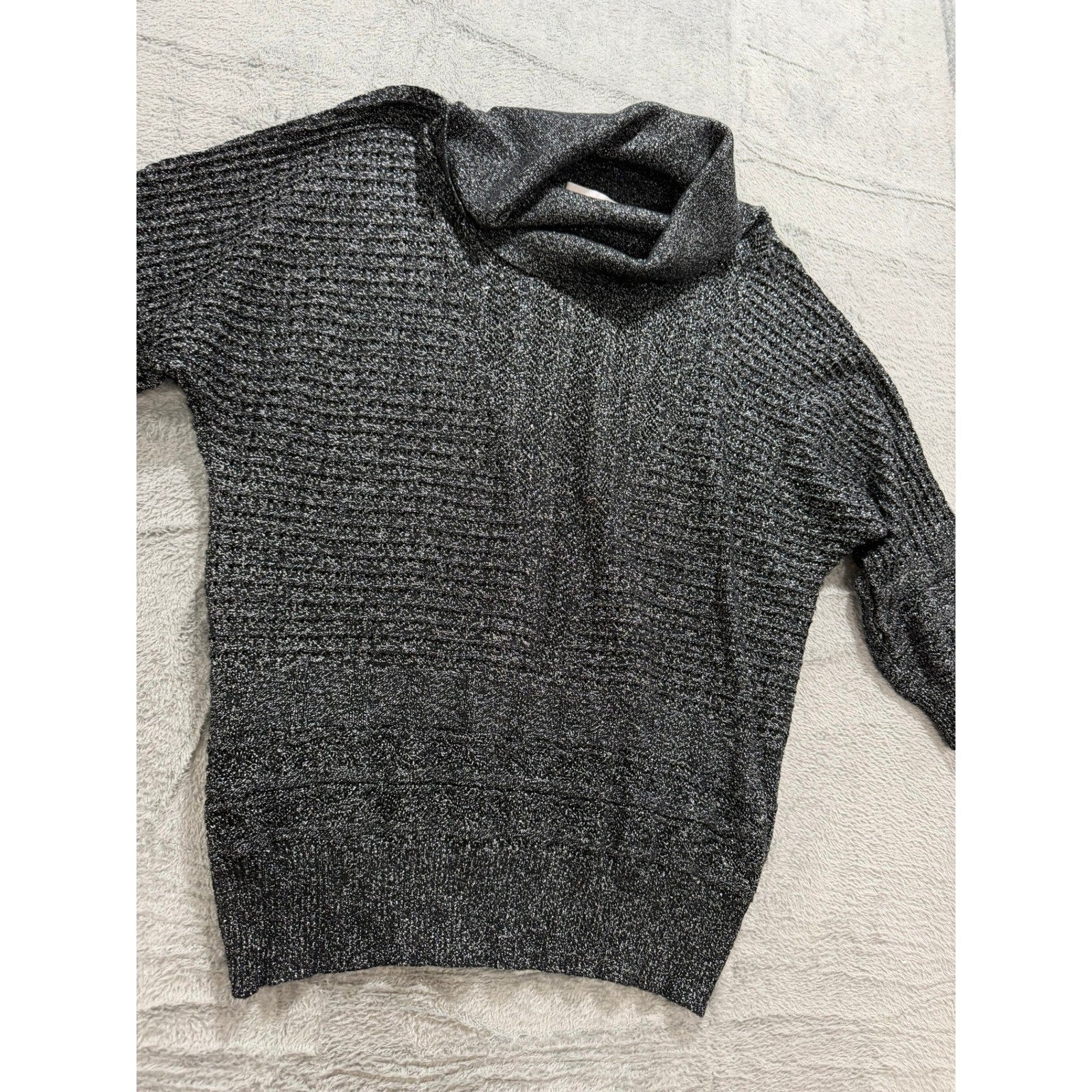 Cathy Daniels Sweater Womens M Metallic Knit Turtleneck Chunky Cozy Pullover