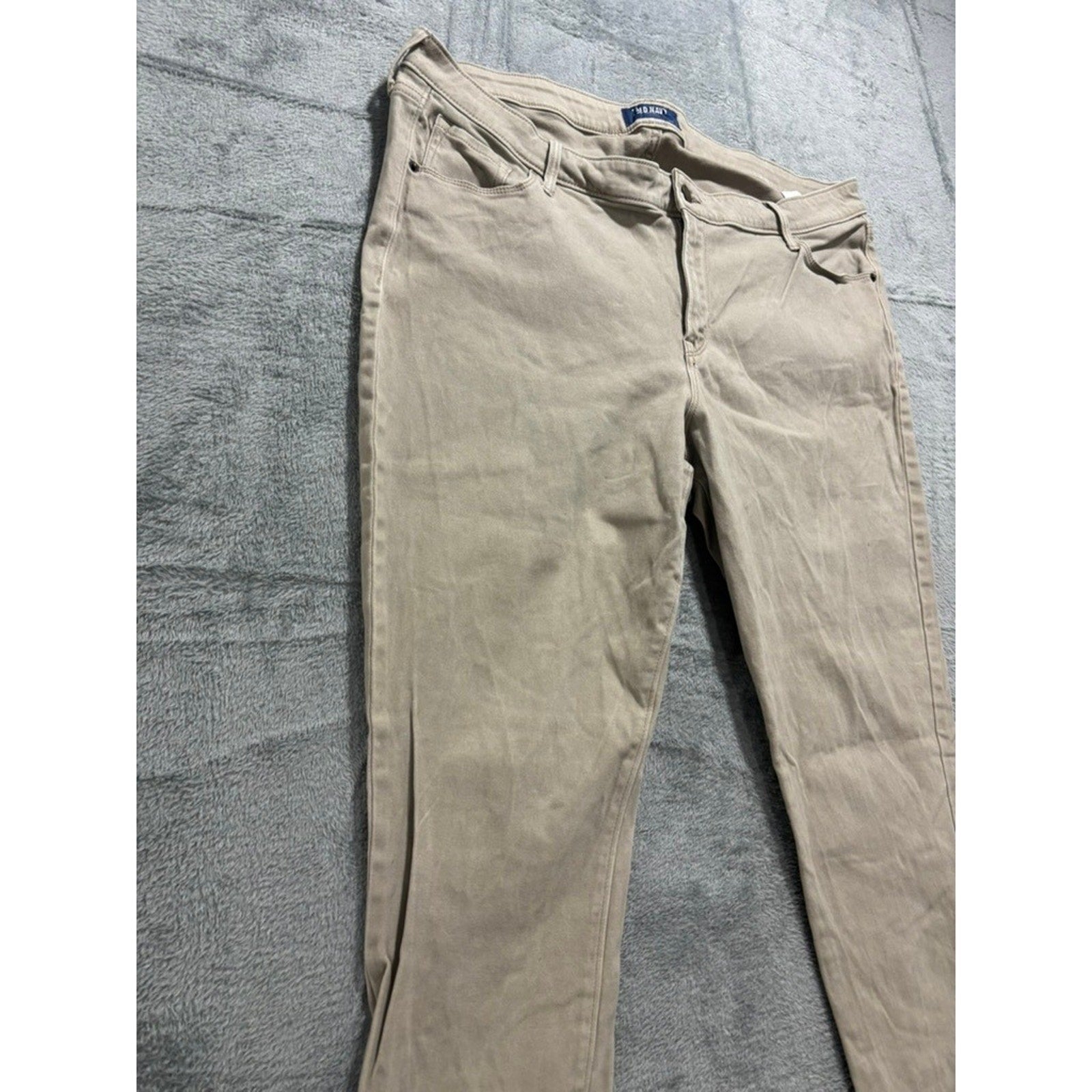 Old Navy Rockstar Mid-Rise Skinny Jeans Tan Khaki Stretch Pants Women 18 Regular