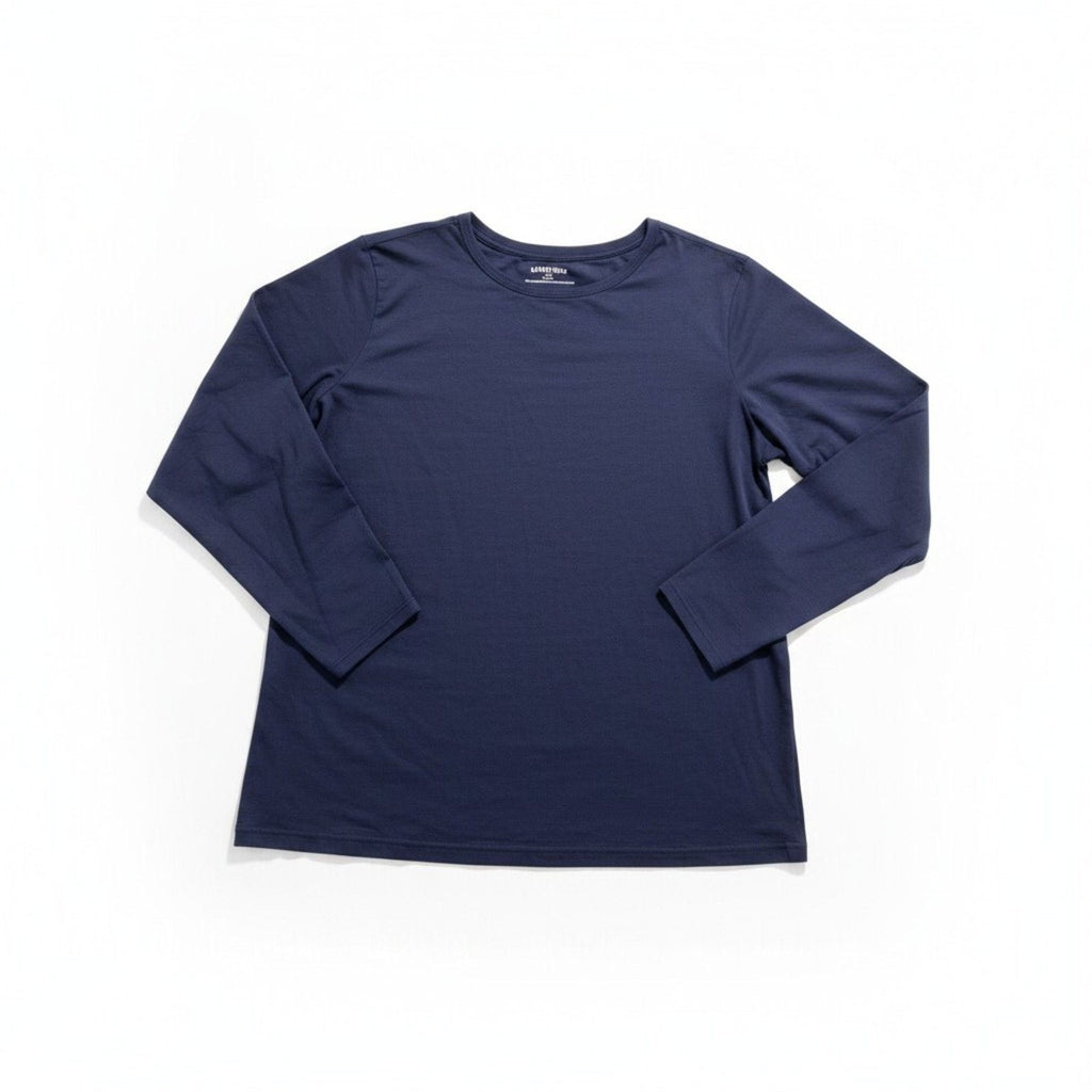 Lands' End Women 2X Navy Blue Long Sleeve Crewneck Top Casual Plus Sz Athleisure