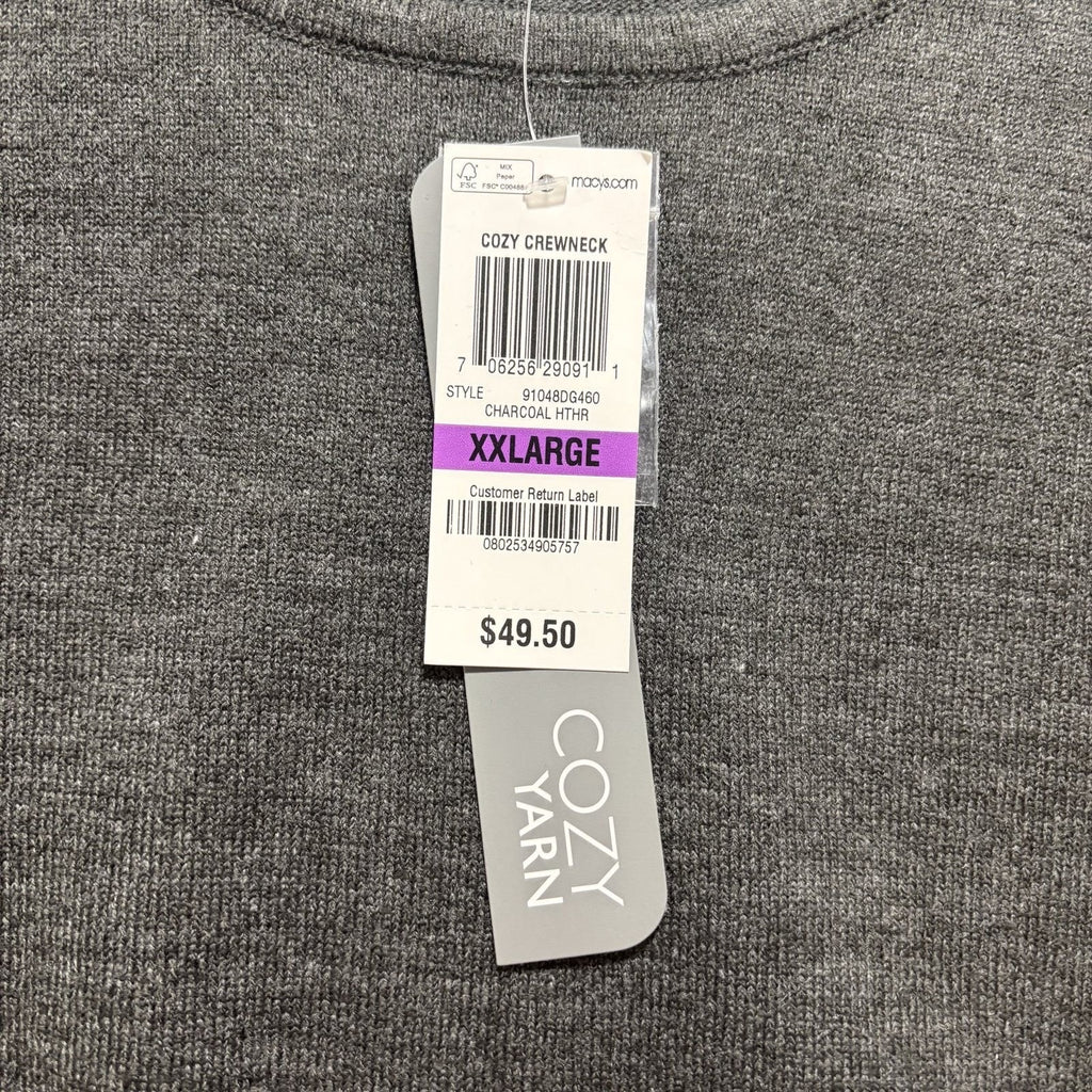 JM Collection XXL Womens Charcoal Gray Crewneck Sweater Cozy Classic Plus Knit