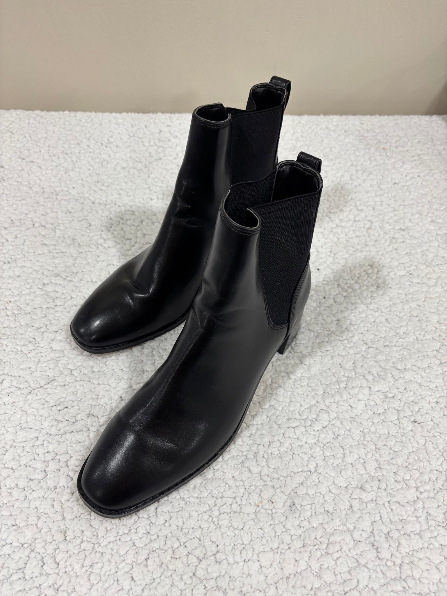 J.Crew Womens 12 Brown Leather Chelsea Ankle Boots Block Heel Pull On