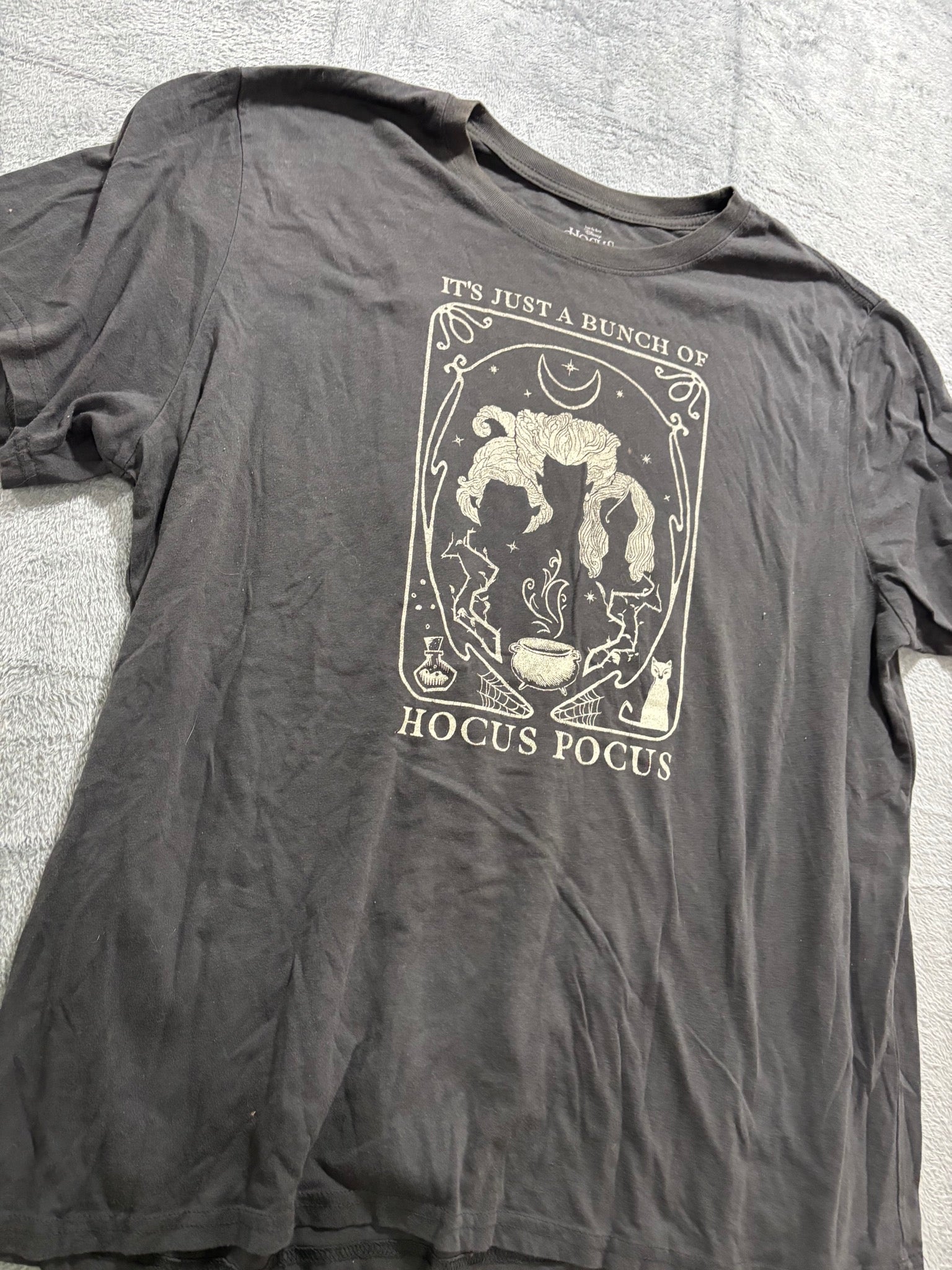 Disney Hocus Pocus 2X Gray Graphic Tee Just a Bunch of Hocus Pocus Halloween