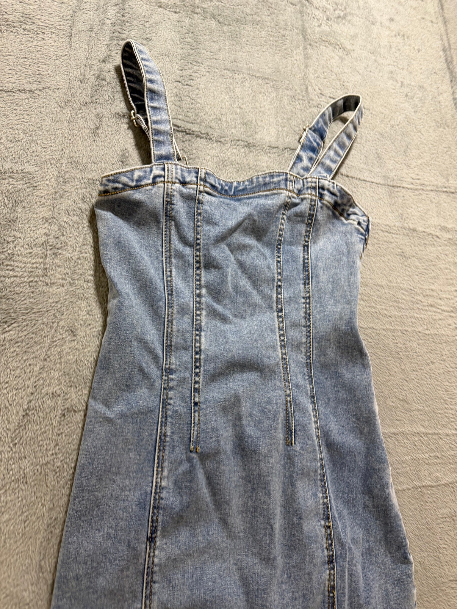 Forever 21 Size S Light Wash Denim Corset Mini Dress Sweetheart Bustier