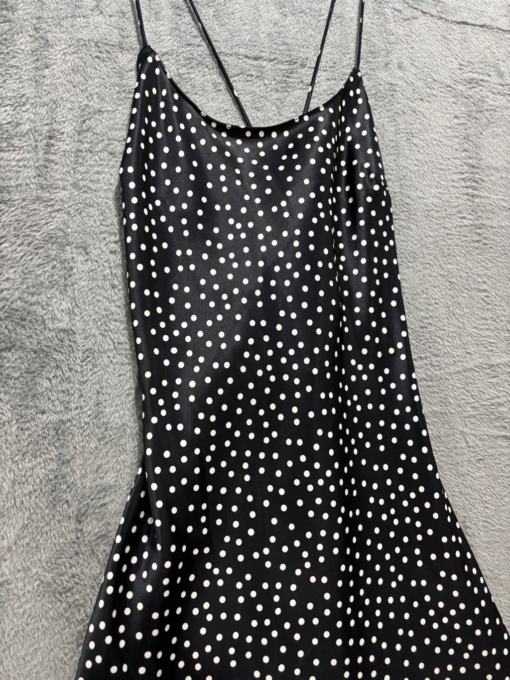 Victoria's Secret XS Black Polka Dot Satin Slip Mini Dress Cowl-Neck Cami
