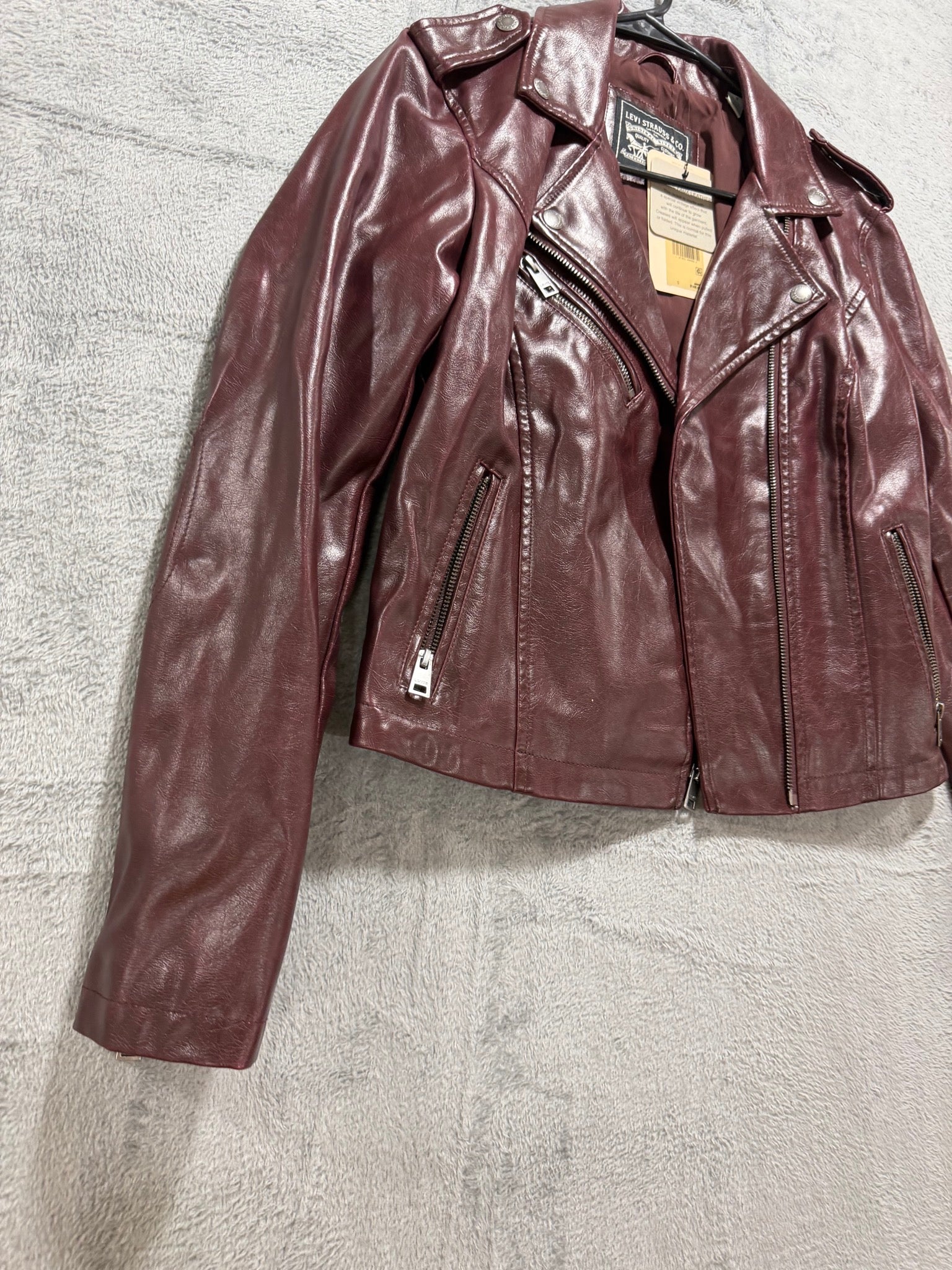 Levi's Size S Oxblood Faux Leather Moto Jacket NWT Zip Biker Jacket