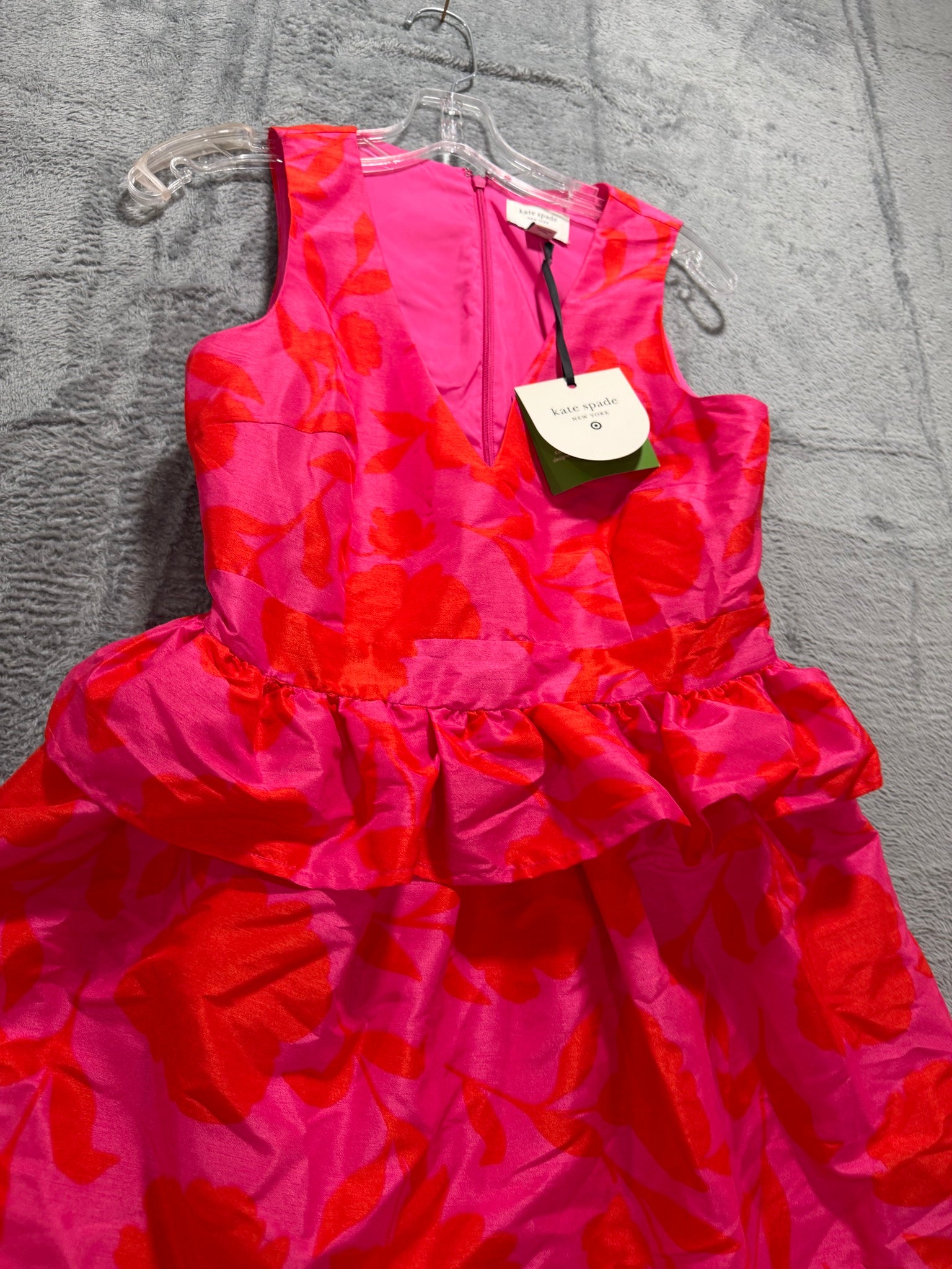 Kate Spade x Target Size 6 Pink Red Floral Peplum Dress NWT Sleeveless