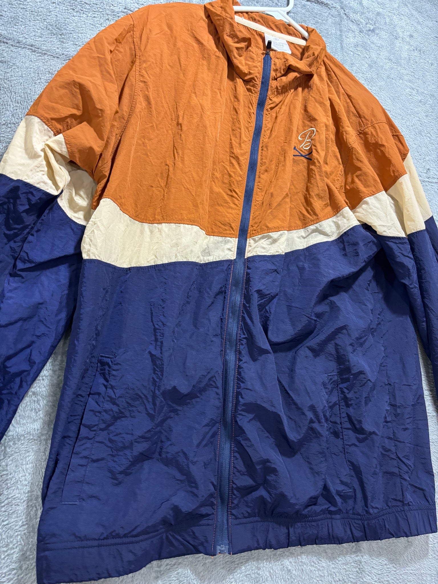 Barstool Sports Large Orange Colorblock Nylon Windbreaker Full-Zip Jacket