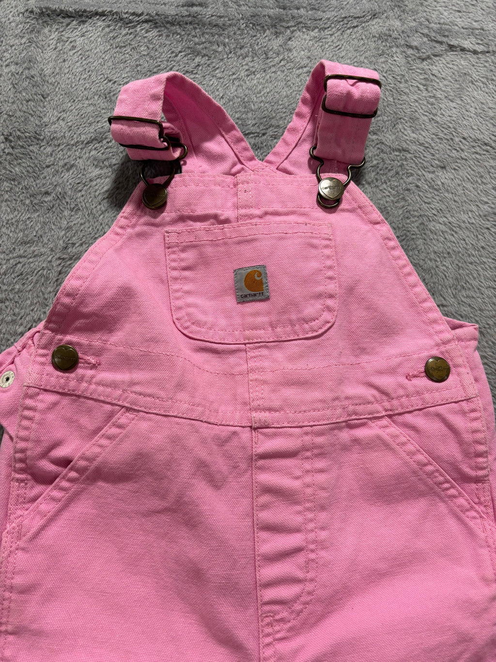 Carhartt Girls 18M Pink Canvas Bib Overalls Snap Leg Farm Western Toddler
