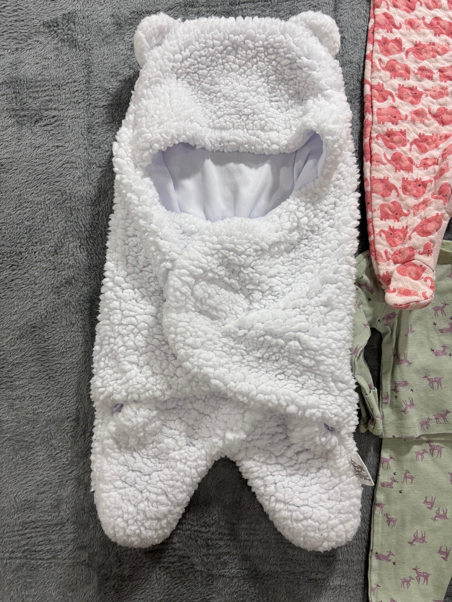 Baby Girl 0-3M 5pc Cozy Lot Sherpa Pram Suit Bear Bunting Sleeper Gerber Set