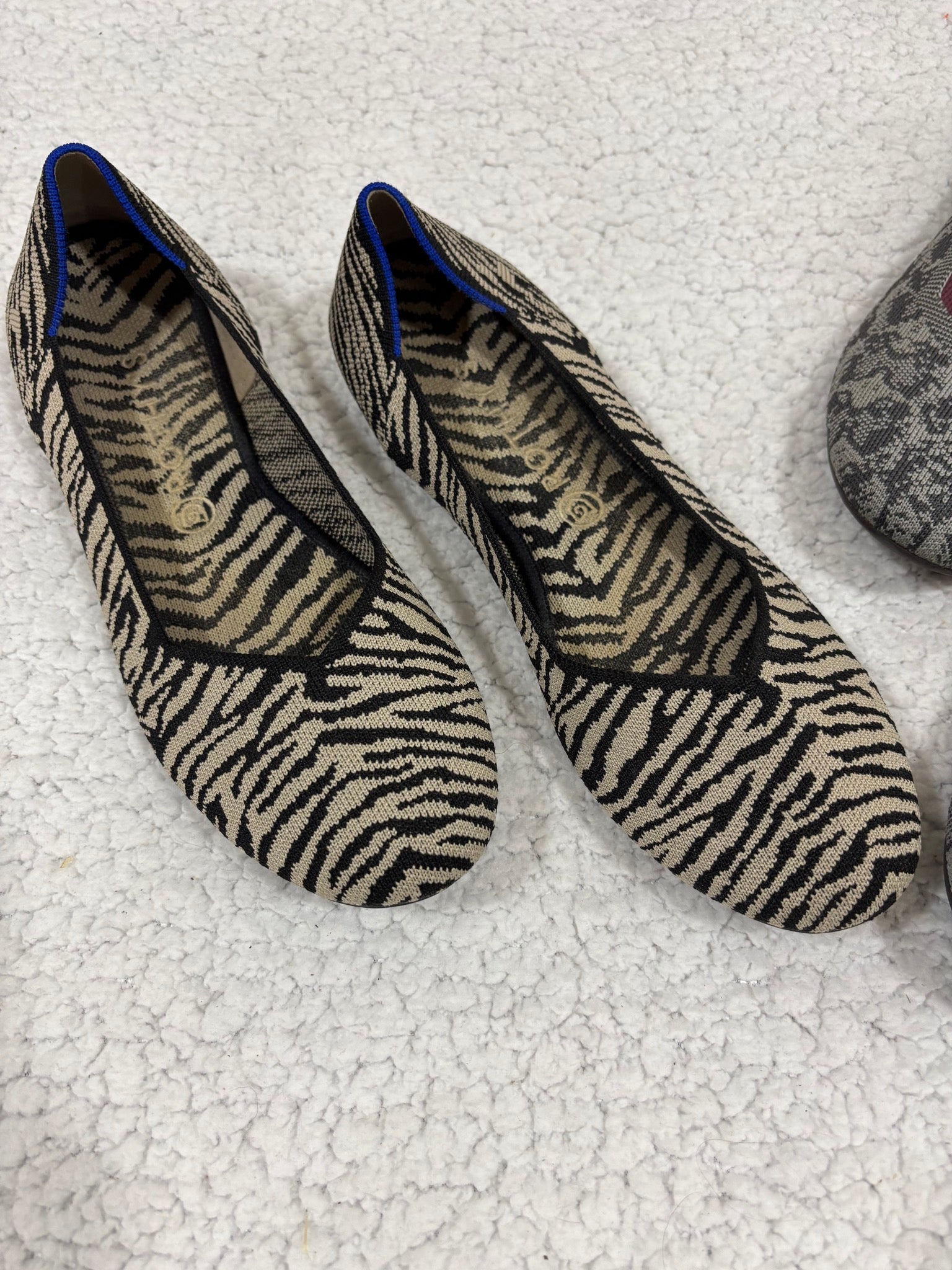 Rothy's Womens 12 Zebra Floral Print Round Toe Knit Flats 2 Pair Lot