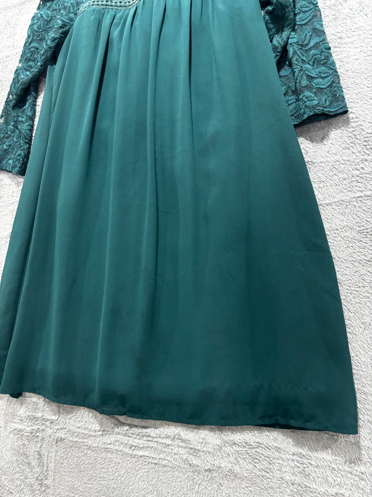 Alya Womens S Teal Lace Yoke 3/4 Sleeve Babydoll Dress Boho Cottagecore
