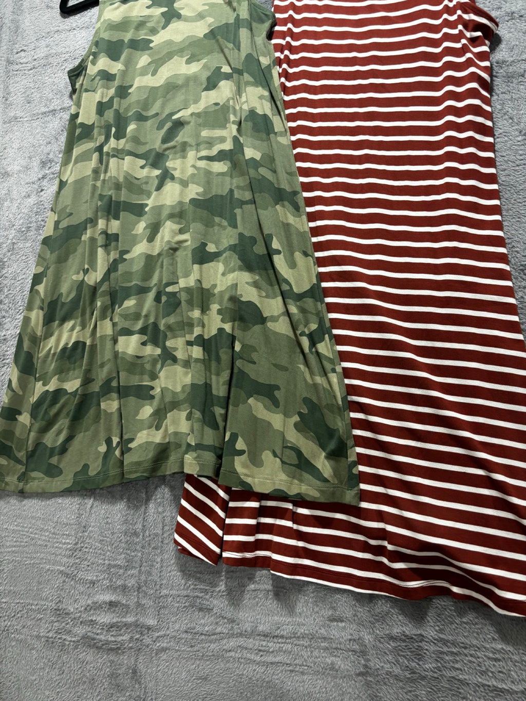 Old Navy Womens M 2 Dresses Bundle 2-Piece Camo & Rust Stripe Sleeveless Swing