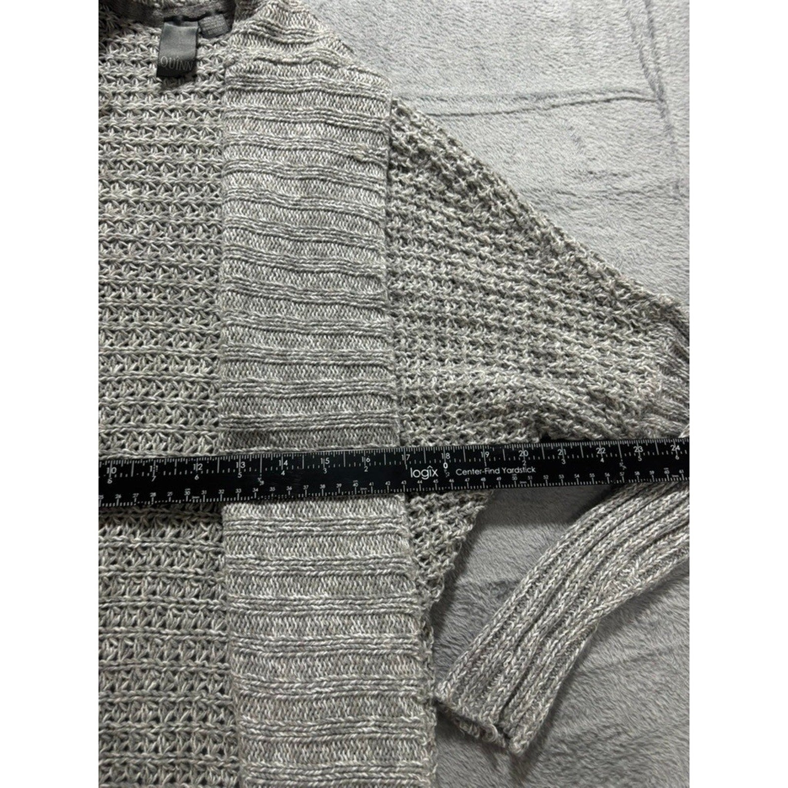 Quinn Open Front Cardigan Womens Medium Gray Chunky Knit Long Sleeve Cozy