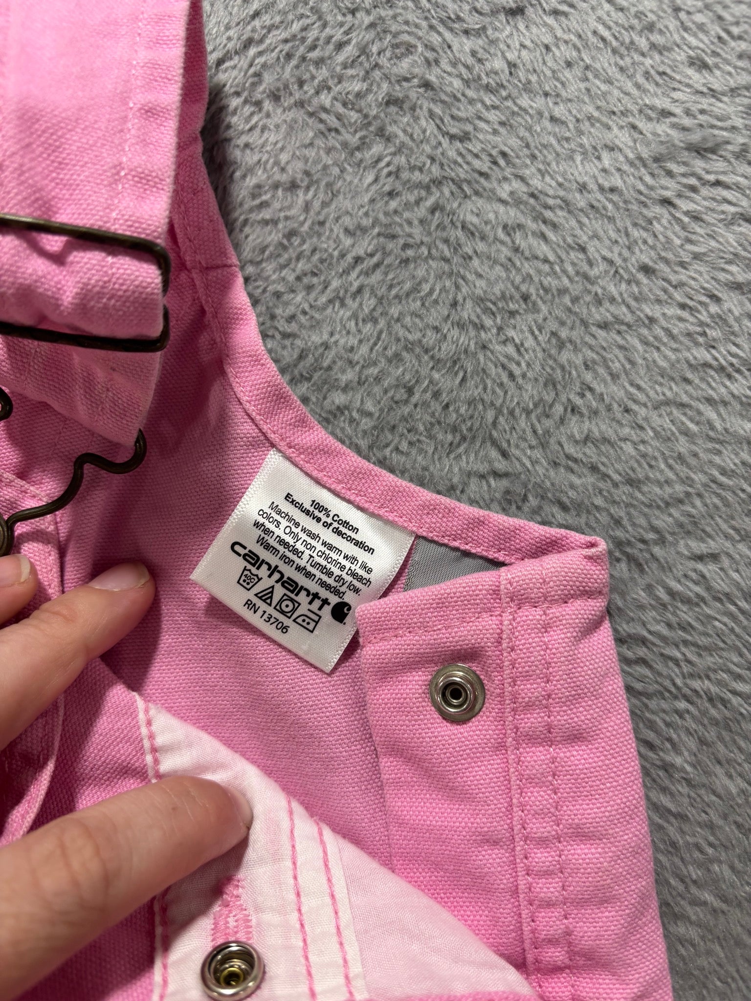 Carhartt Girls 18M Pink Canvas Bib Overalls Snap Leg Farm Western Toddler