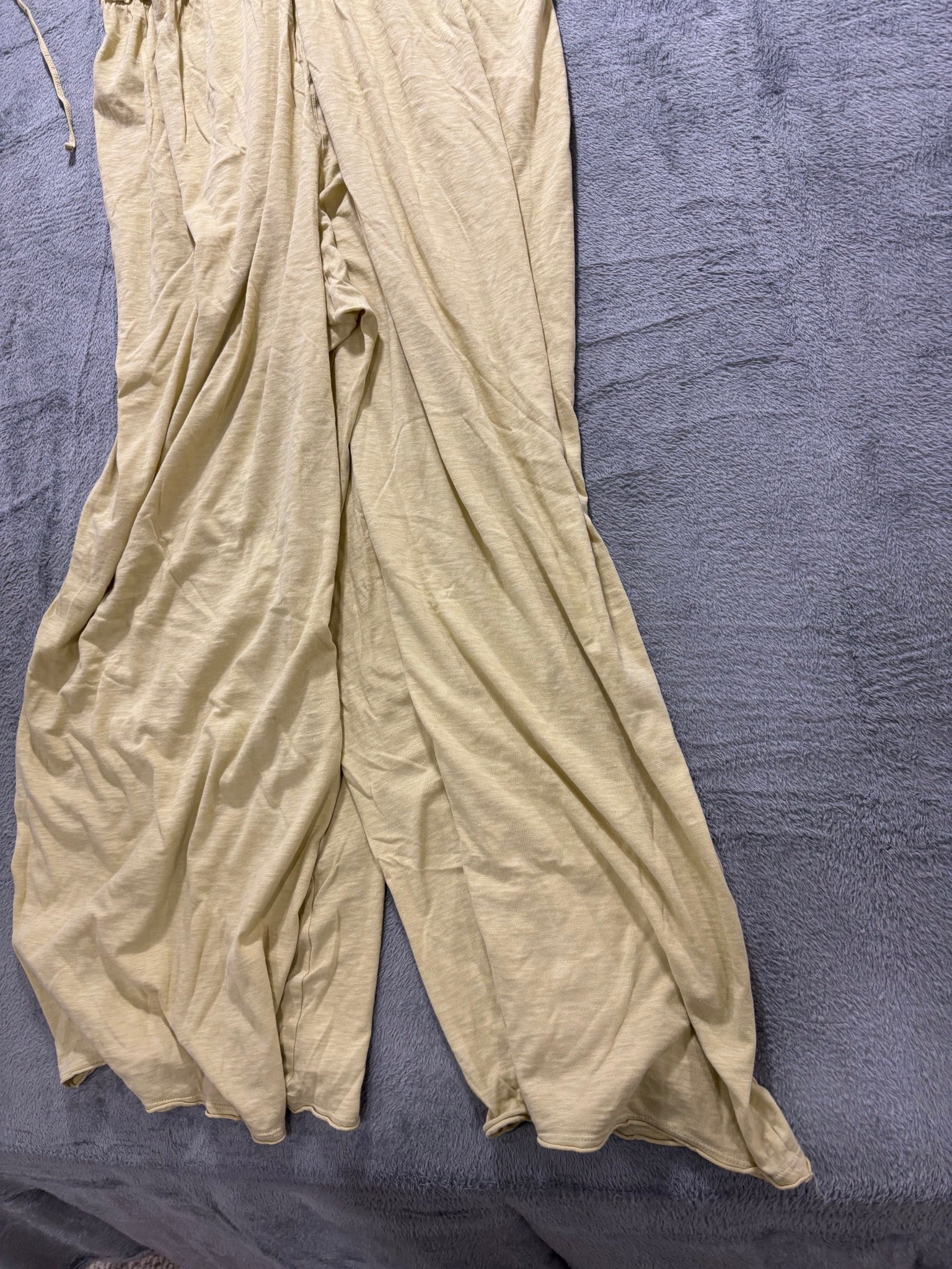 American Eagle Womens XL Sage Green Jumpsuit Tie Shoulder Wide Leg 100% Cotton
