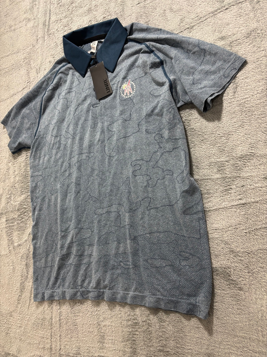 UNRL S Blue Camo Jacquard Golf Polo NWT Performance Short-Sleeve Athletic