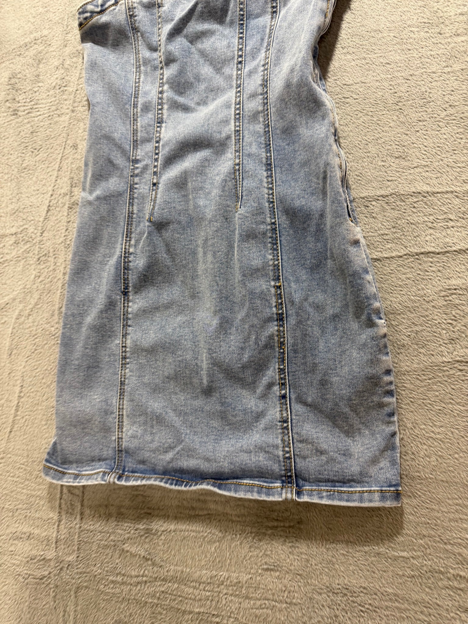 Forever 21 Size S Light Wash Denim Corset Mini Dress Sweetheart Bustier