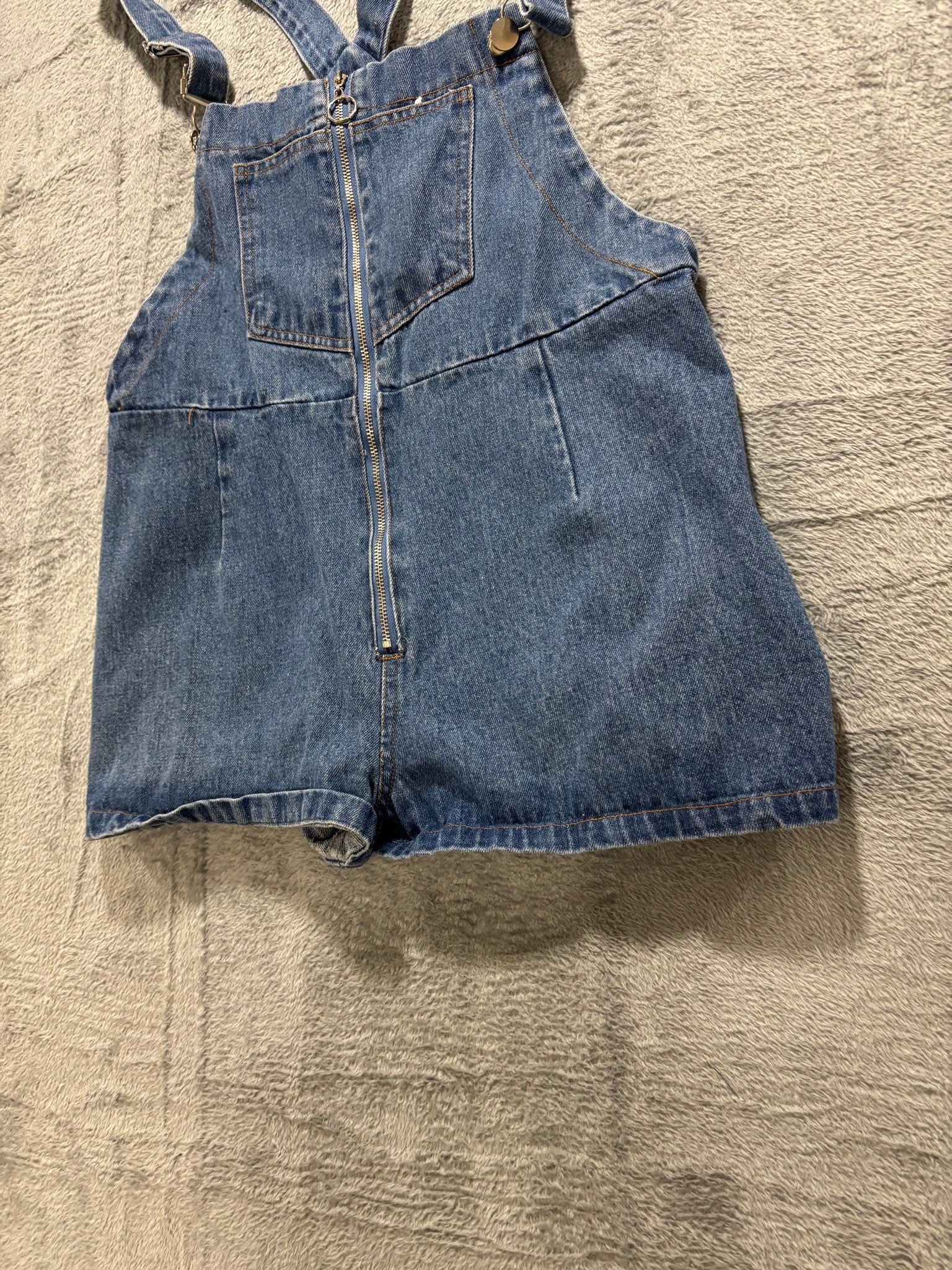 My Girl Size 10 Blue Denim Overall Shorts Shortall Romper Zip-Front Playsuit