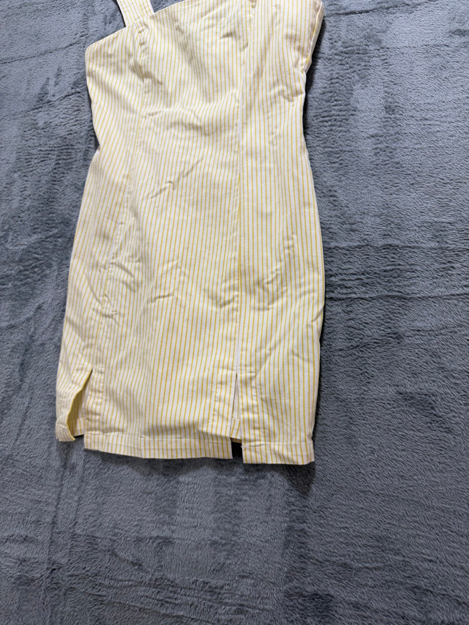 Forever 21 S Yellow Striped Square-Neck Bodycon Mini Dress Zip-Front Summer
