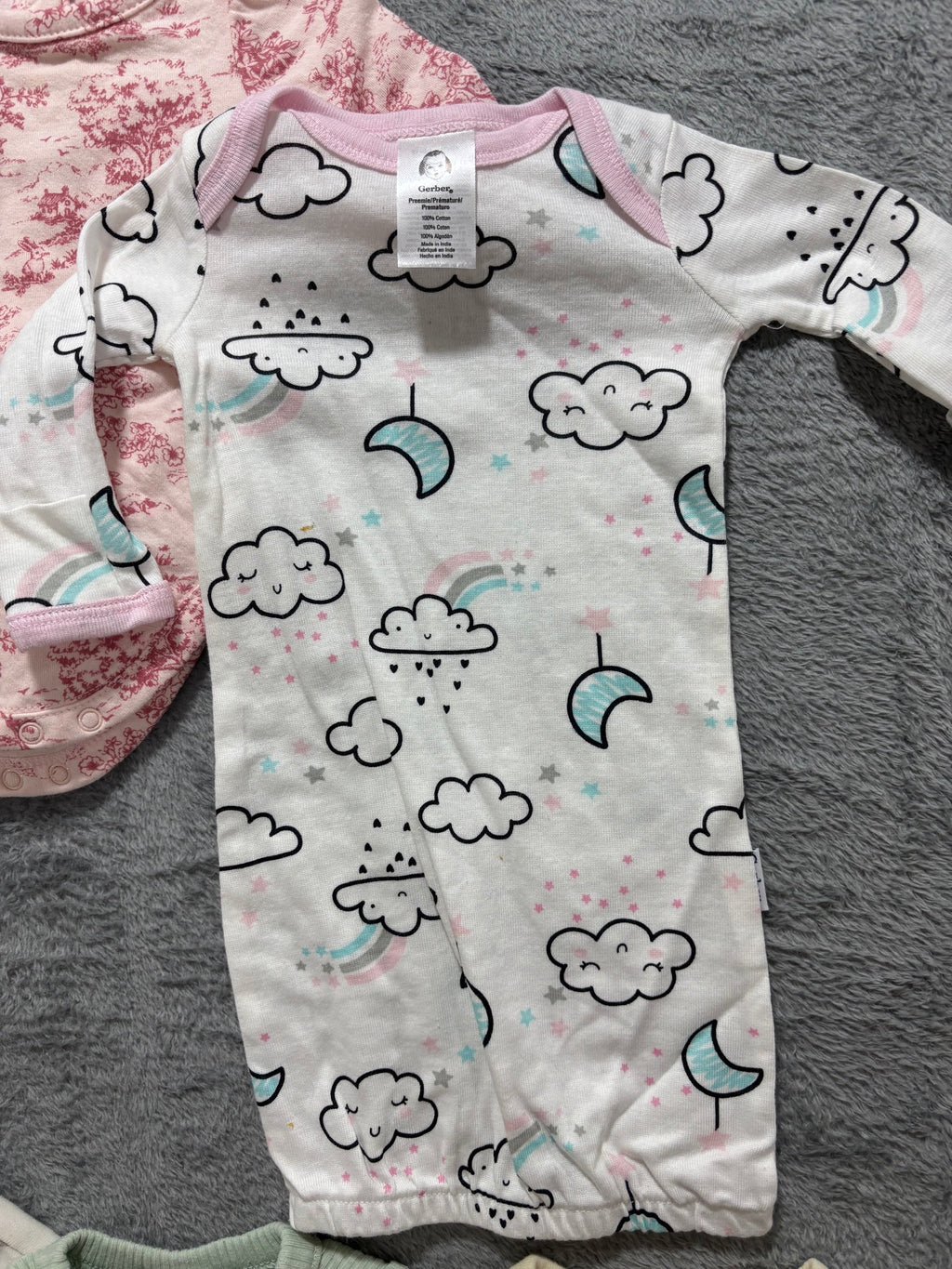 Newborn Baby Girl Clothes Lot 10 Pieces Zip Sleepers & Bodysuits Floral Pastel