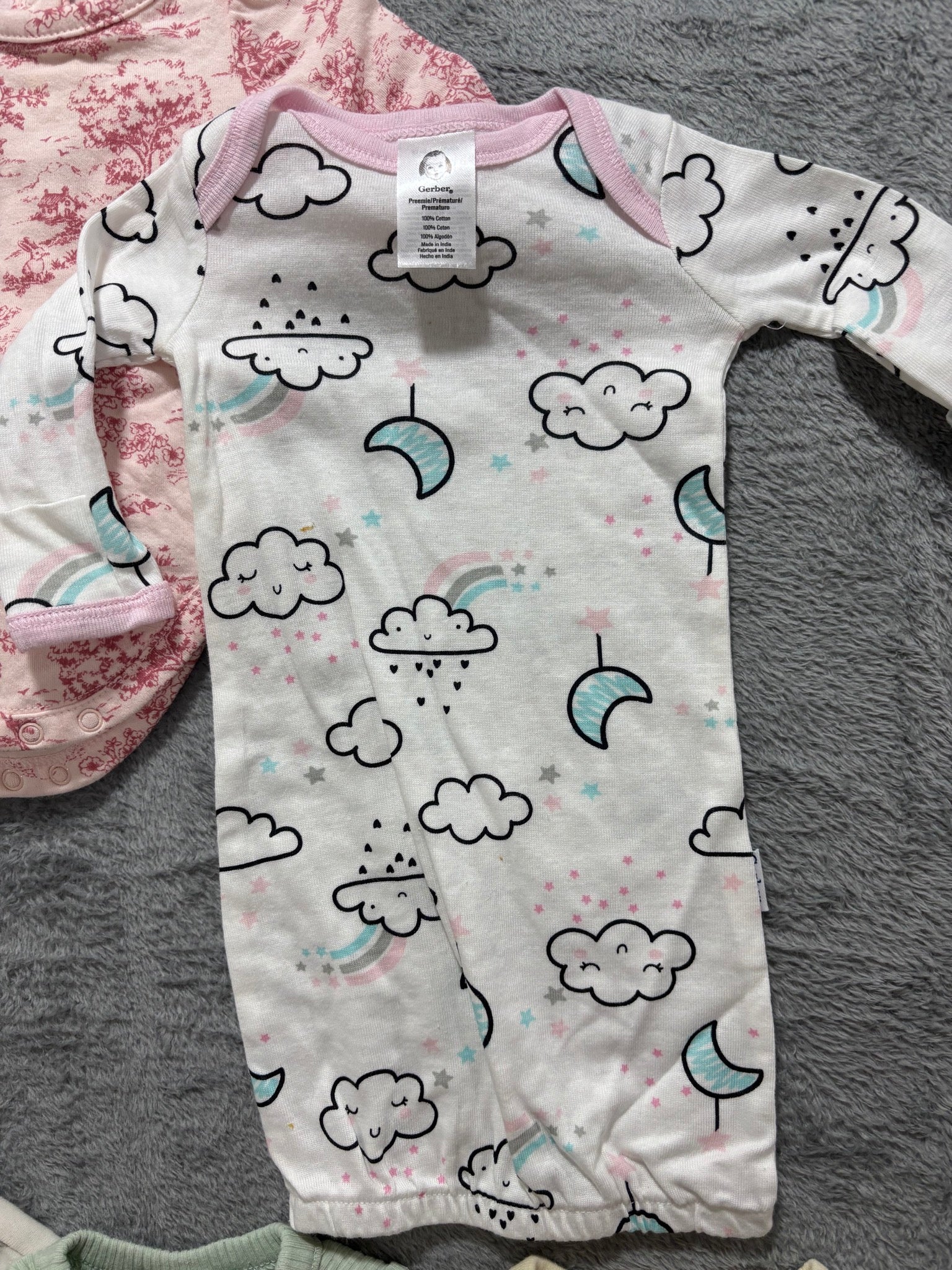 Newborn Baby Girl Clothes Lot 10 Pieces Zip Sleepers & Bodysuits Floral Pastel
