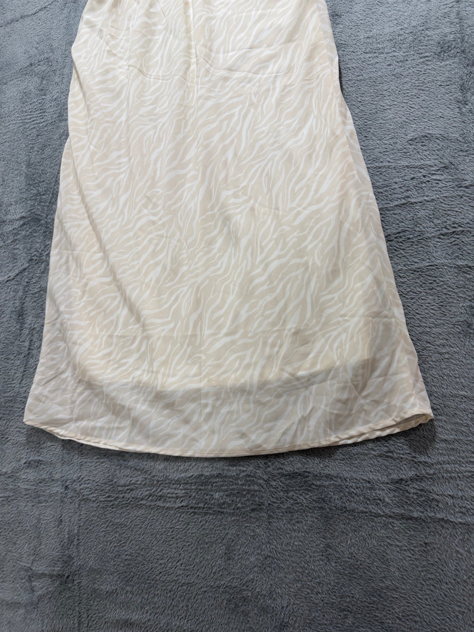 Japna Size M Beige Zebra Print Midi Skirt A-Line Elastic Waist Women's