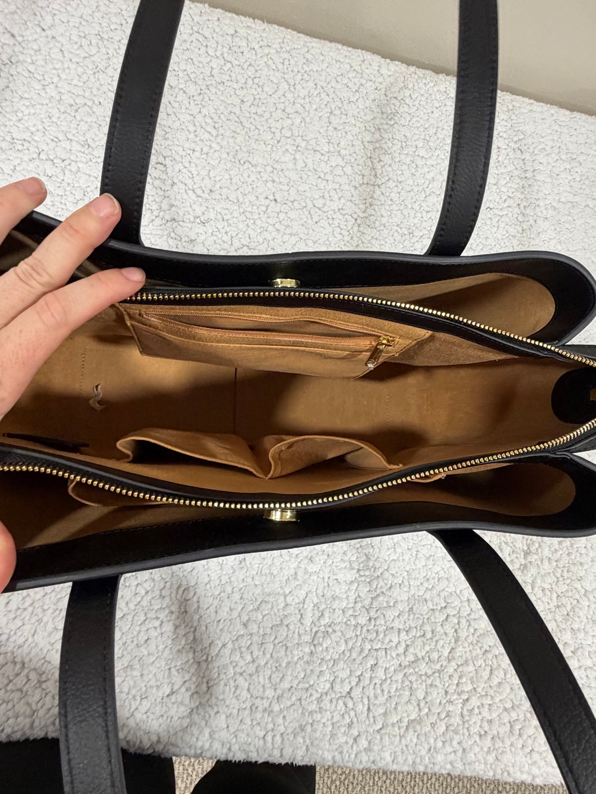Freja New York Black Leather Winged Tote Shoulder Bag Handbag