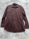 Ben Sherman Mens 16 32-33 Burgundy Striped Long Sleeve Button Up Dress Shirt