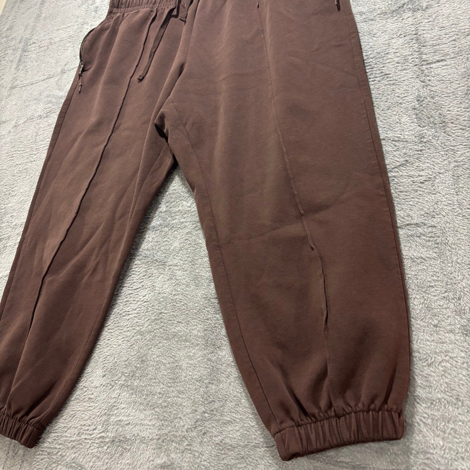 Womens XL Brown Jogger Sweatpants Relaxed Crop Drawstring Athleisure Lounge