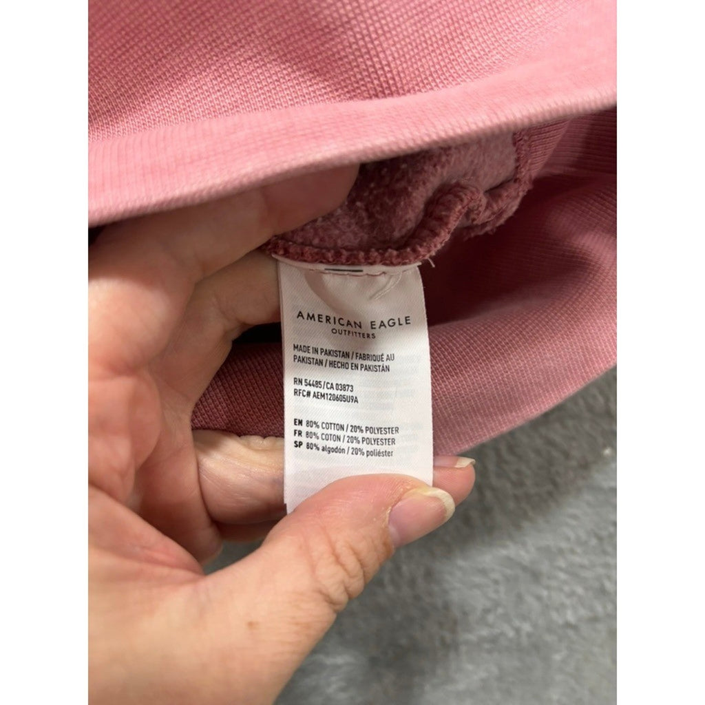 American Eagle M Pink Hoodie Womens Casual Cozy Athleisure Pullover Sweatshirt