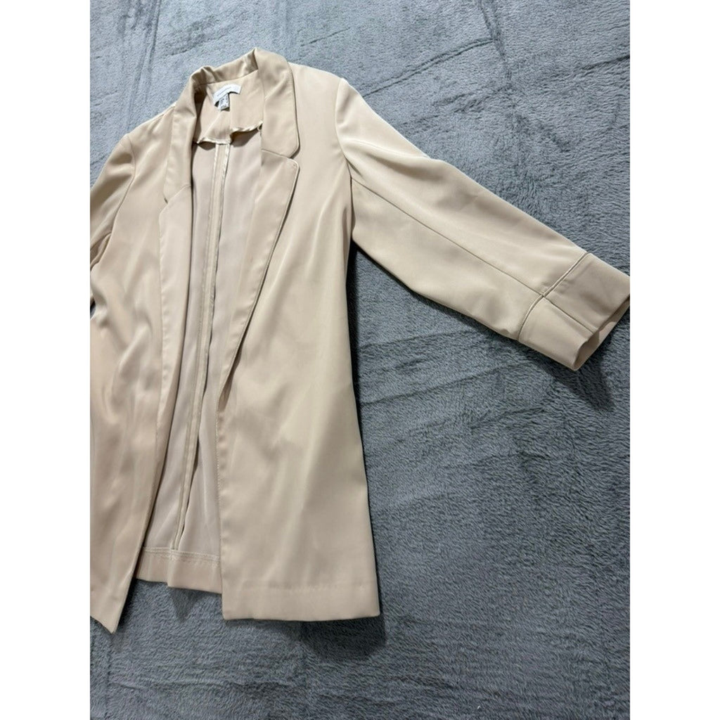 Atmosphere Womens Beige Open Front 3/4 Sleeve Notched Lapel Blazer Size 2