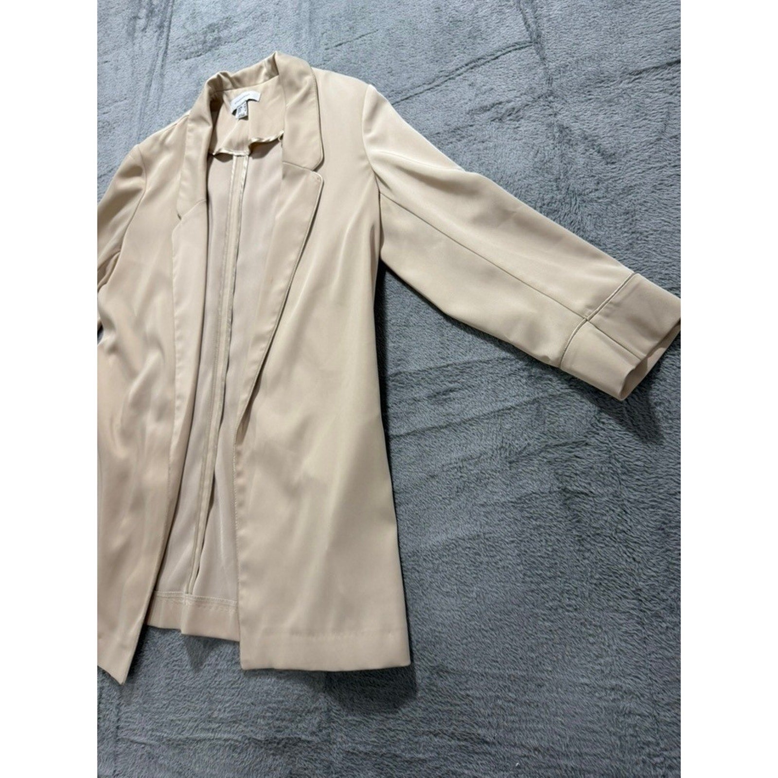 Atmosphere Womens Beige Open Front 3/4 Sleeve Notched Lapel Blazer Size 2