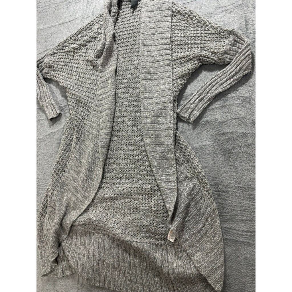 Quinn Open Front Cardigan Womens Medium Gray Chunky Knit Long Sleeve Cozy