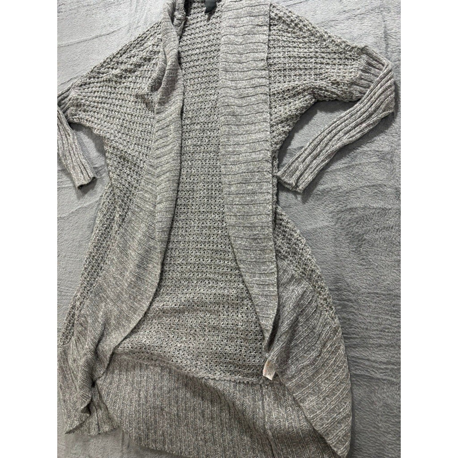 Quinn Open Front Cardigan Womens Medium Gray Chunky Knit Long Sleeve Cozy