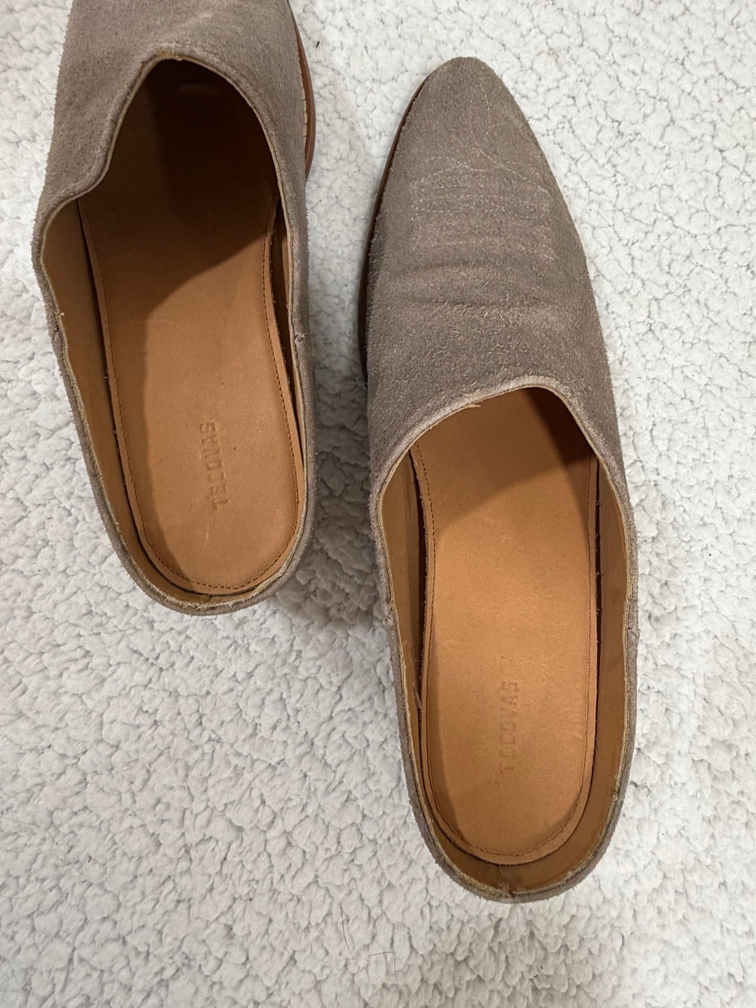 Tecovas The Camilla Size 6 Gray Suede Mules Stacked Heel Women's