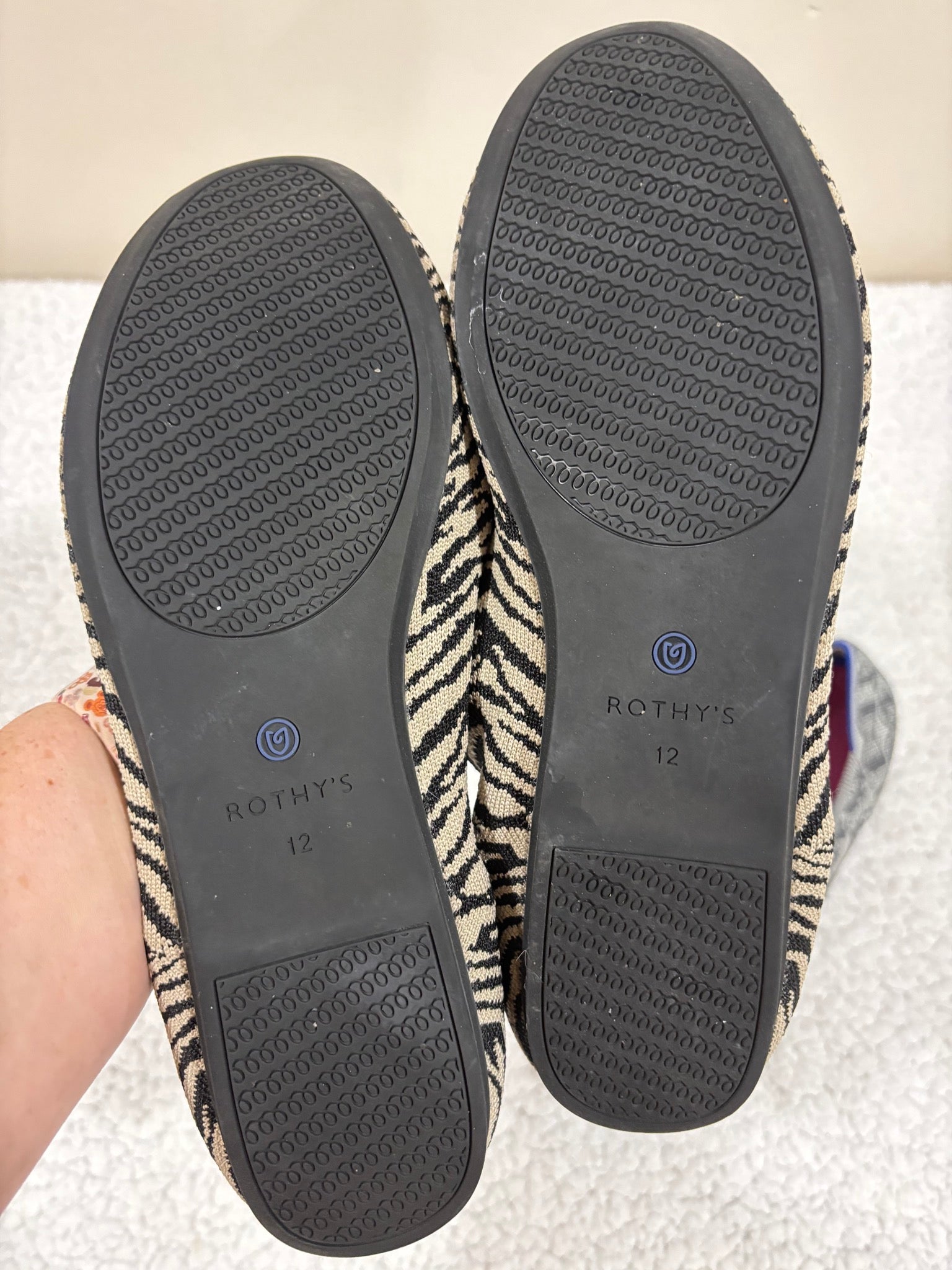 Rothy's Womens 12 Zebra Floral Print Round Toe Knit Flats 2 Pair Lot