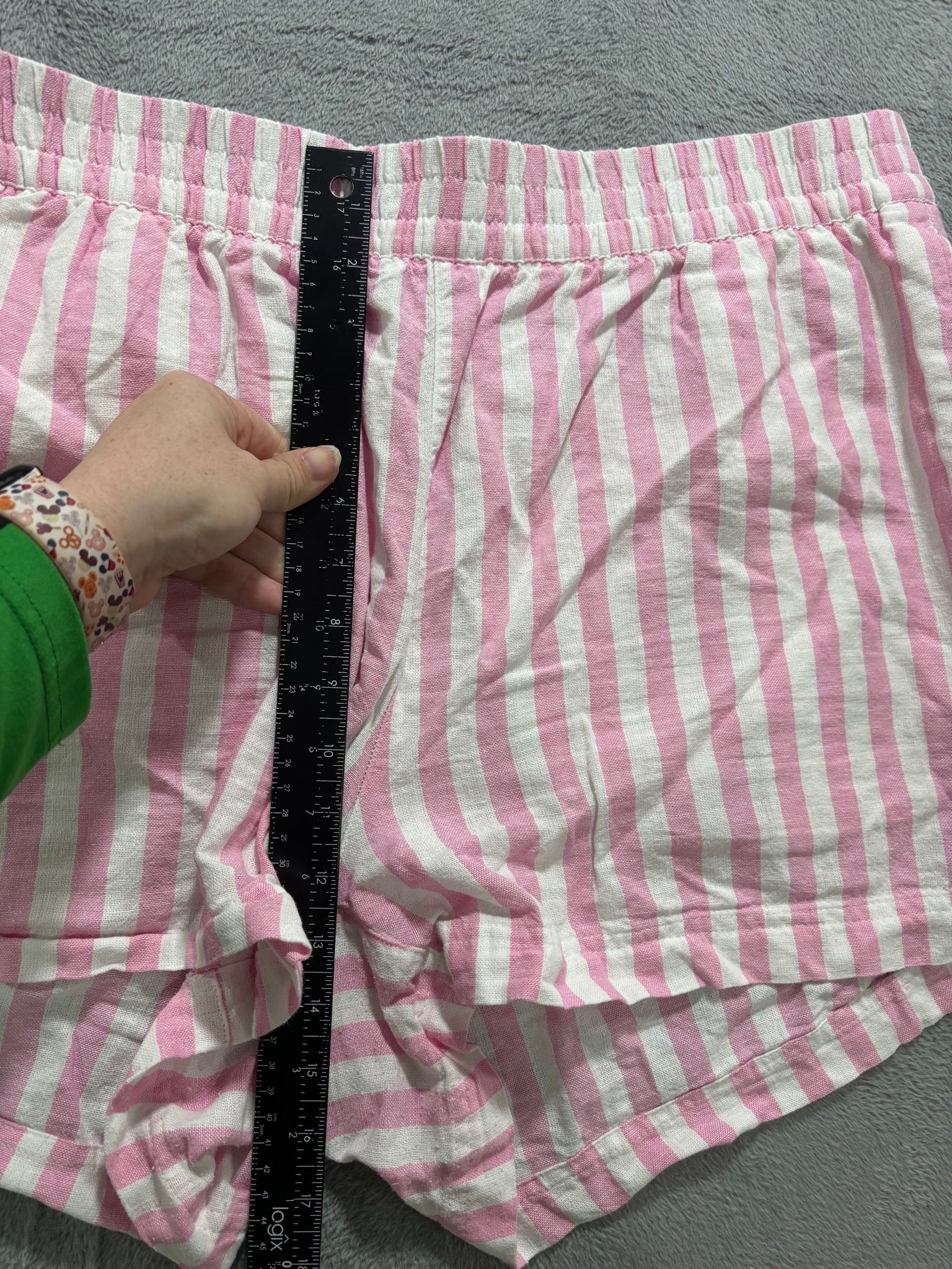Old Navy Womens XL Pink White Striped Linen Blend Shorts Comfort Waistband