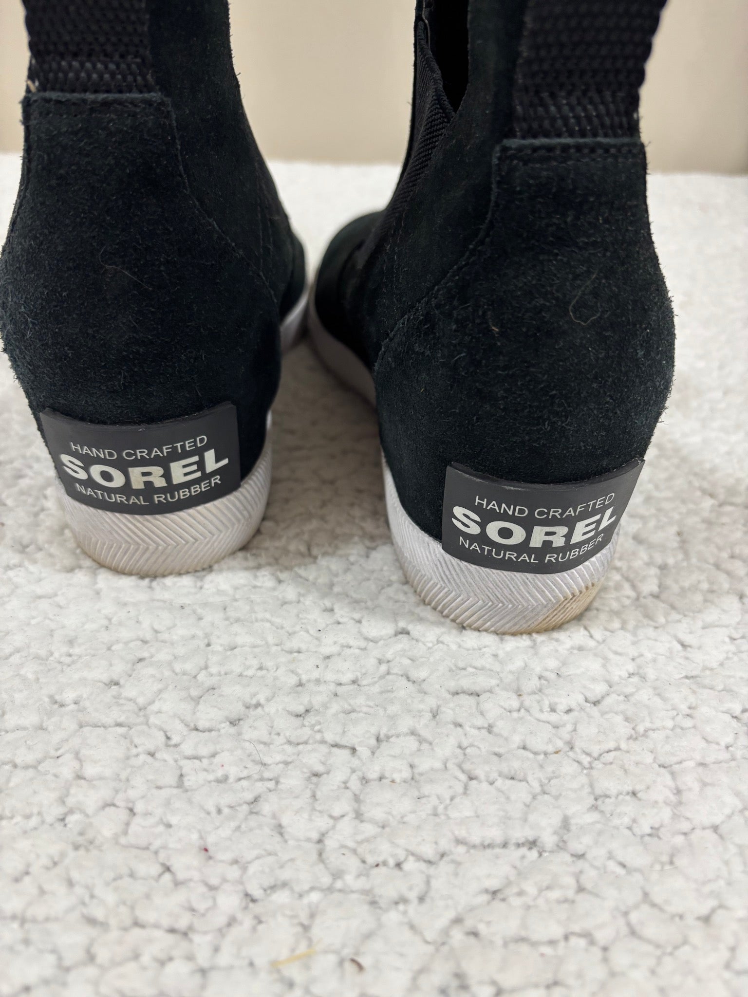 Sorel Evie Womens 12 Black Suede Chelsea Wedge Bootie Slip On Sneaker
