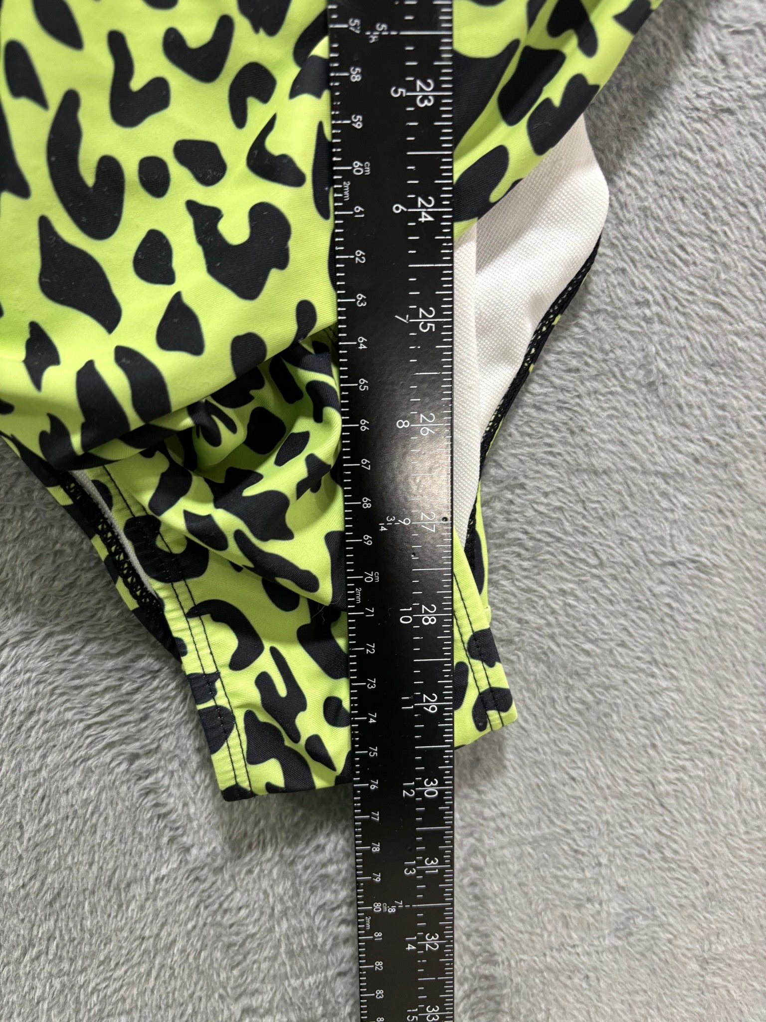 Neon Green Leopard One Piece Swimsuit Plus 3XL Ruffle Strap Cutout NWOT