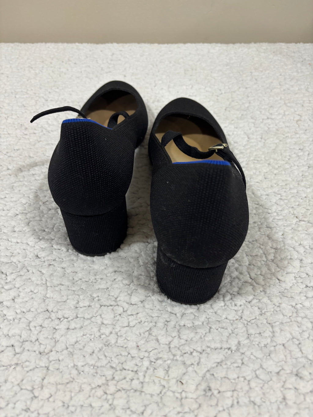 Rothy's Womens 13 Black Mary Jane Block Heel Pointed Toe Knit Pump