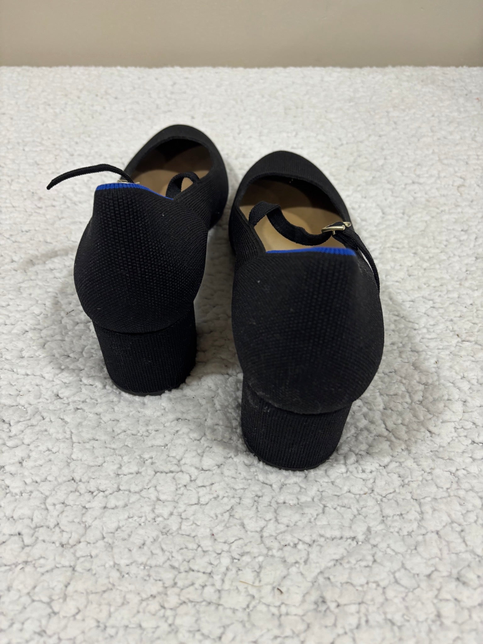 Rothy's Womens 13 Black Mary Jane Block Heel Pointed Toe Knit Pump