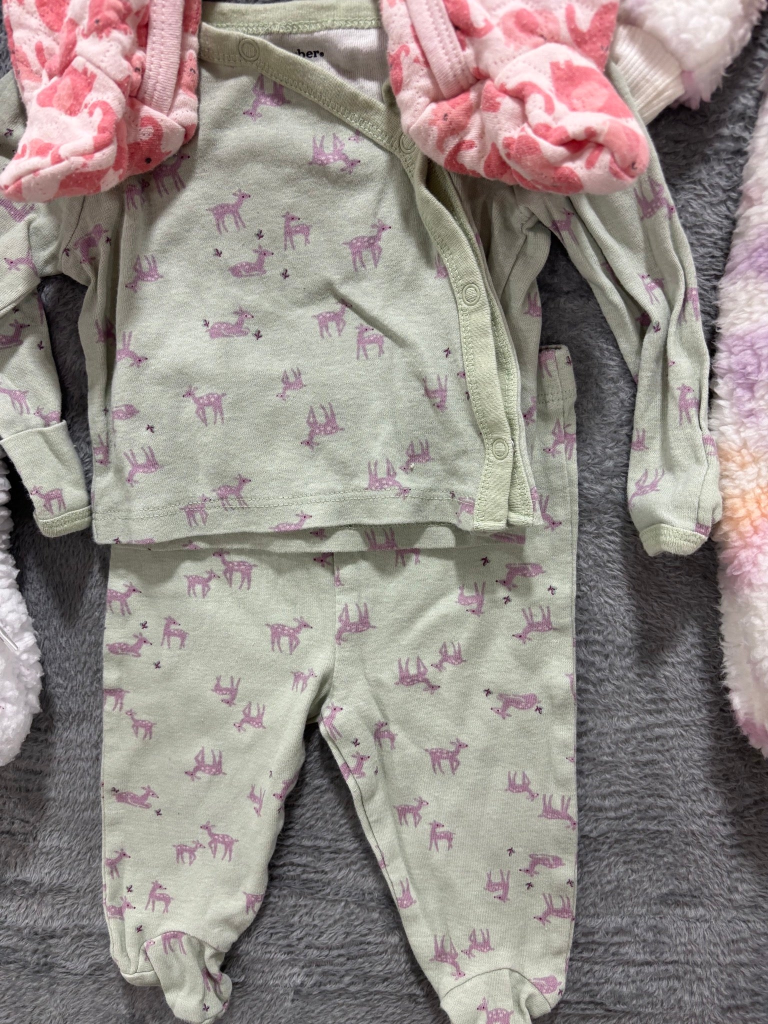 Baby Girl 0-3M 5pc Cozy Lot Sherpa Pram Suit Bear Bunting Sleeper Gerber Set