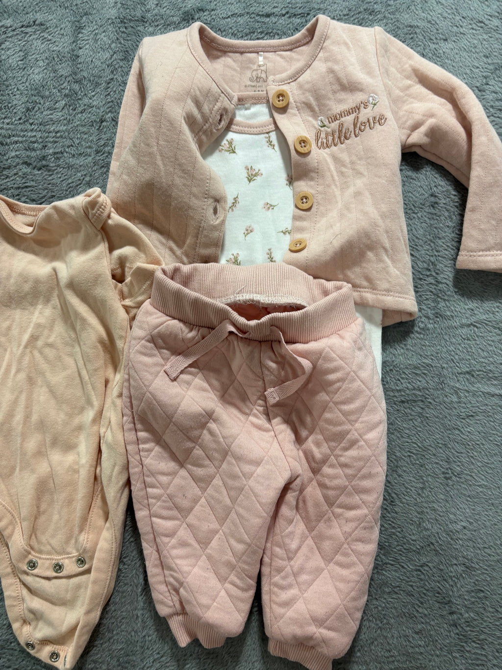 Baby Girl 6-9M 5pc Pink Lot Quilted Cardigan Set Old Navy Romper Bodysuit