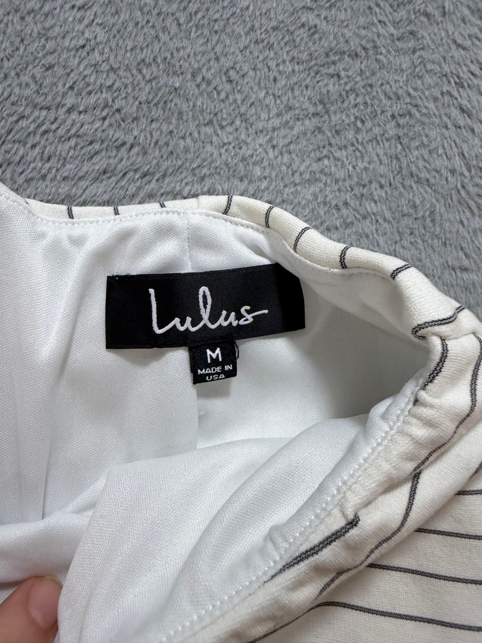 Lulus Size M Cream & Black Pinstripe High-Waisted Knit Shorts Striped
